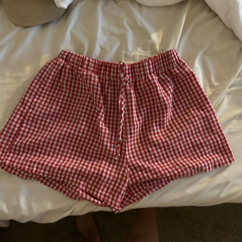 Source Unknown Red Gingham Drawstring Athletic Shorts - Picture 2 of 2
